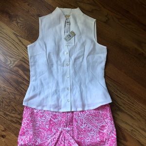 NWT! Talbots white linen top